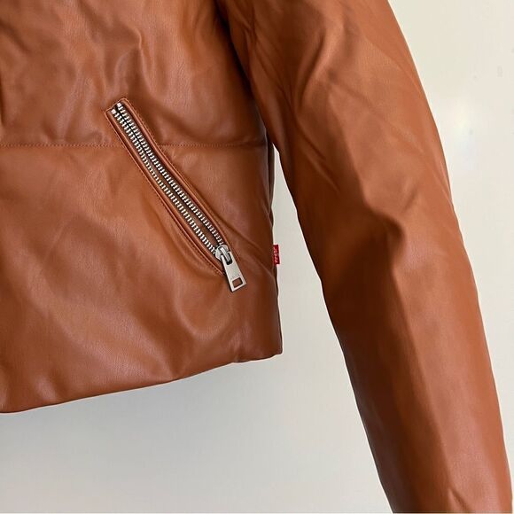 Levi's Ladies' Faux Leather Puffer | Size: Small | Color: Brown - Picture 3 of 7